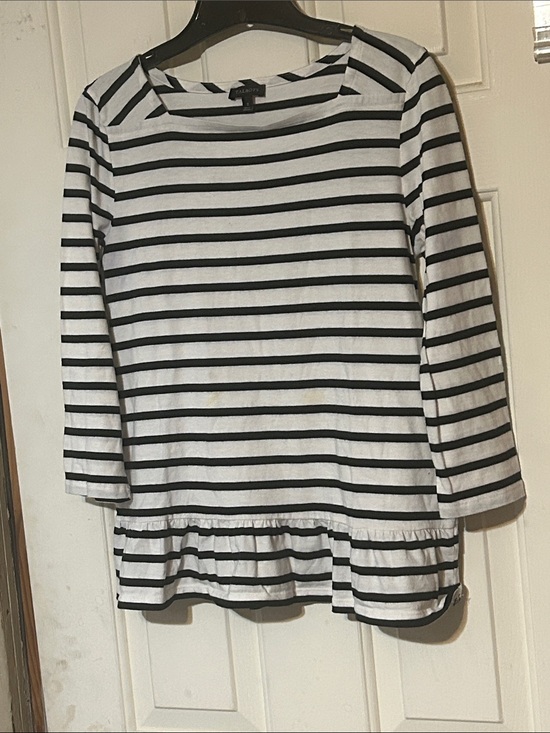 Talbots Tops - Talbots White and Black Striped Peplum Top